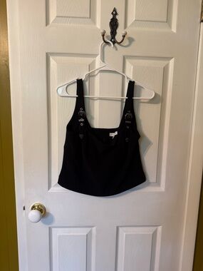 Gianni Bini Black Square-Neck Tank with Decorative Hardware
